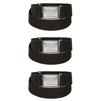 CTM Kids' Elastic Stretch Belt with Magnetic Buckle (Pack of 3)