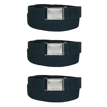 CTM Kids' Elastic Stretch Belt with Magnetic Buckle (Pack of 3)