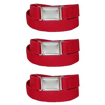 CTM Kids' Elastic Stretch Belt with Magnetic Buckle (Pack of 3)