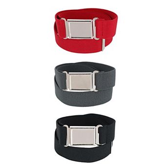 CTM Kids' Adjustable Elastic Belt with Magnetic Buckle (Pack of 3 Colors)