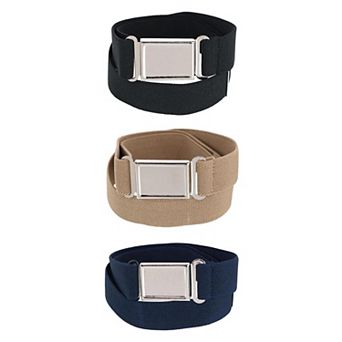 CTM Kids' Adjustable Elastic Belt with Magnetic Buckle (Pack of 3 Colors)