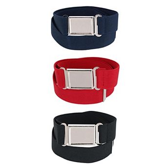 CTM Kids' Adjustable Elastic Belt with Magnetic Buckle (Pack of 3 Colors)