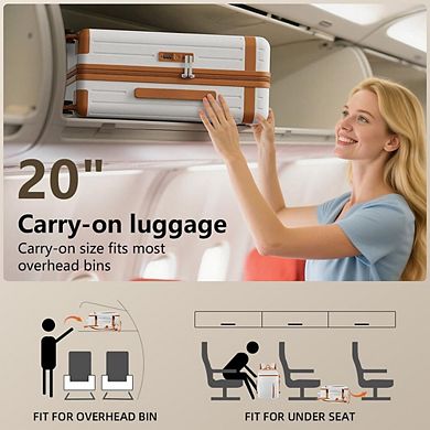 Quick Deer 3 Piece Hardside Luggage Set with Spinner Wheels and TSA Lock White