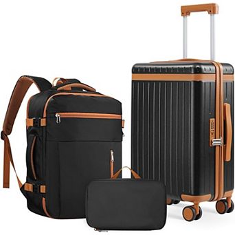 Quick Deer 3 pc Hardside Luggage Set with Spinner Wheels and TSA Lock White