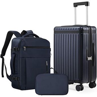 Quick Deer 3 pc Hardside Luggage Set with Spinner Wheels and TSA Lock