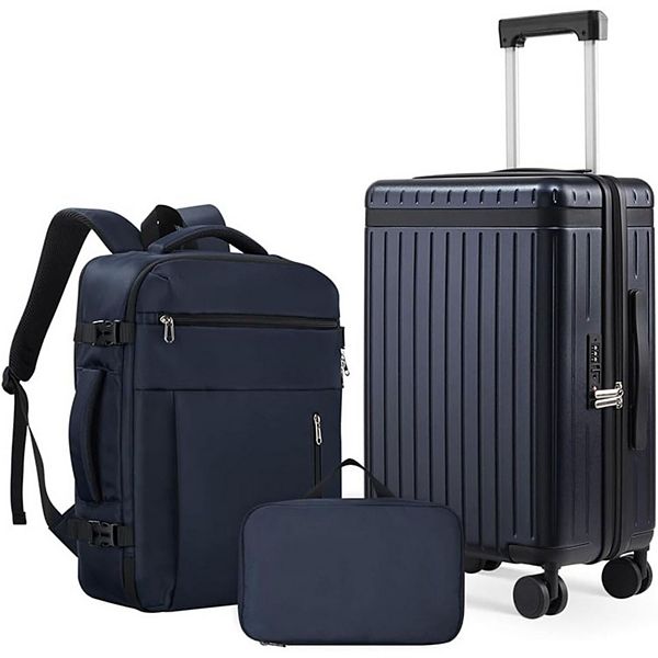 Quick Deer 3 Piece Hardside Luggage Set with Spinner Wheels and