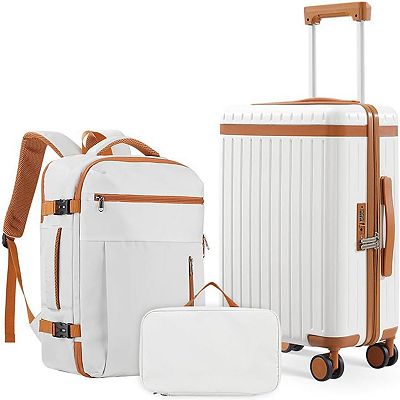 Quick Deer 3 Piece Hardside Luggage Set with Spinner Wheels and
