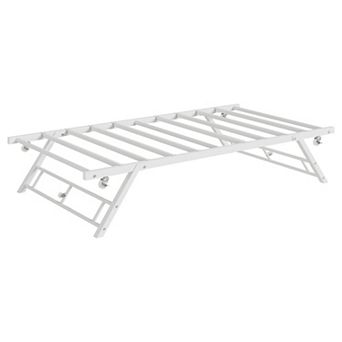 Metal Folding Bed Frame with Trundle Platform Easy Assembly Space Saving Guest Daybed