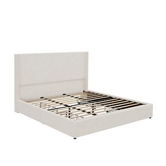 Upholstered Bed Frame with Drawers Wingback Headboard Platform Storage Bed