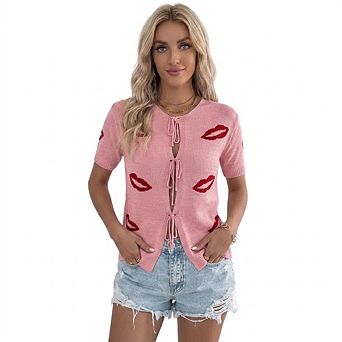 Cardigans For Women Short Sleeve Lightweight Sweater Cover Up Tie Front Tops