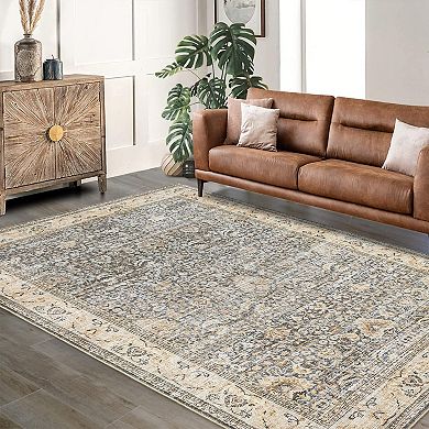 lxt-Washable Area Rugs for Living Room Non Slip Bordered Rug Bordered Foldable Carpet