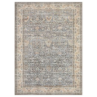 lxt-Washable Area Rugs for Living Room Non Slip Bordered Rug Bordered Foldable Carpet
