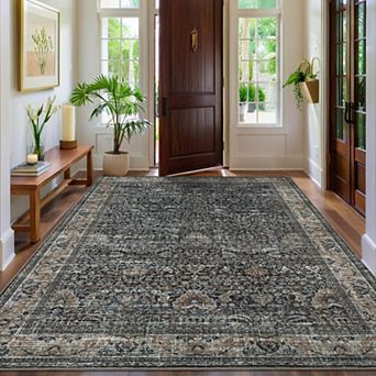 lxt-Washable Area Rugs for Living Room Non Slip Bordered Rug Bordered Foldable Carpet