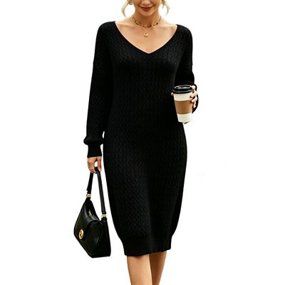 loose midi sweater dress YUNZSXJY Women's Turtleneck Sweater Midi Dress Long Sleeve Ribbed Knit Maxi  Pullover Sweater Dress Loose Fit Fall Knit Dress A-Black at Amazon Women's  Clothing store