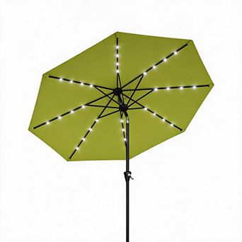 Patio Umbrella with Solar Lights, Outdoor Table Umbrella with 8 Durable Ribs, Tilt & Crank Mechanism