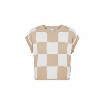 Womens Cap Sleeve Crop Tops Summer Color Block Going Out Crew Neck Knit Trendy Casual Sweater