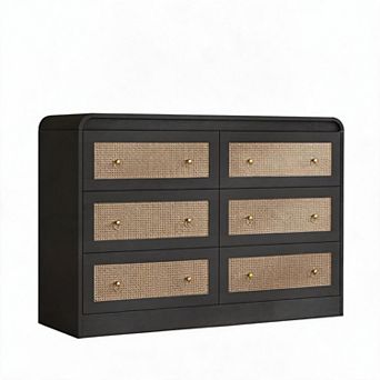 Rattan Dresser,6 Drawer Dresser for Bedroom,Dressers & Chests of Drawers,Modern Chest of Drawers