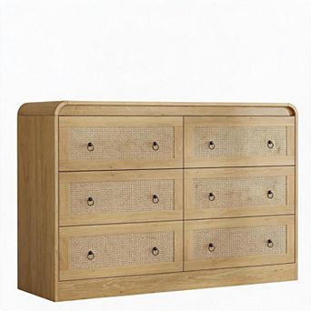 Rattan Dresser,6 Drawer Dresser for Bedroom,Dressers & Chests of Drawers,Modern Chest of Drawers