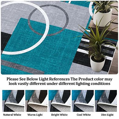 Washable Modern Area Rug Soft Low Pile, Non-Slip, Non-Shedding, Mark Resistant