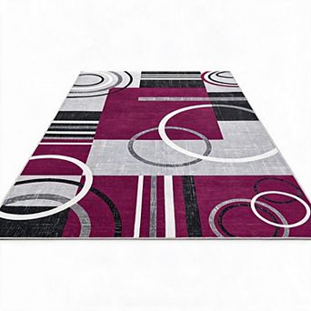 Washable Modern Area Rug Soft Low Pile, Non-Slip, Non-Shedding, Mark Resistant