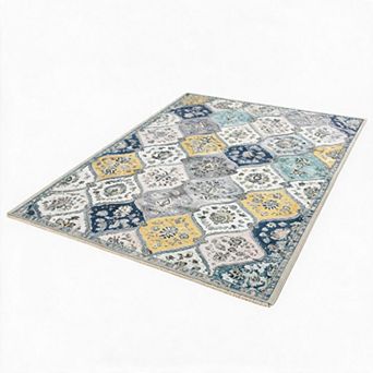 Vintage North African Trellis Runner Rug Non-Slip, Washable, Soft Low-Pile Carpet, Mark Resistant