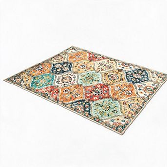 Vintage North African Trellis Runner Rug Non-Slip, Washable, Soft Low-Pile Carpet, Mark Resistant