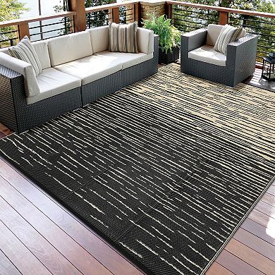 Reversible Outdoor Rug - Waterproof, UV Resistant, Durable Plastic Straw Mat with Rubber Backing