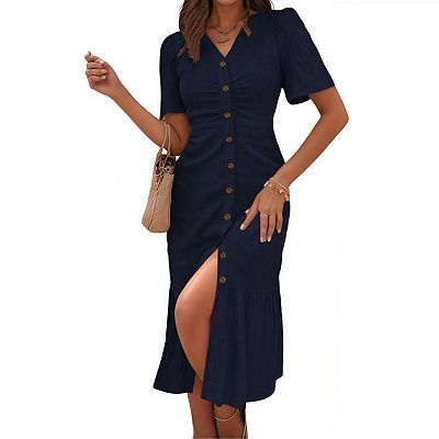 midi dress travel Travel Dress Round Trip - Solid Color