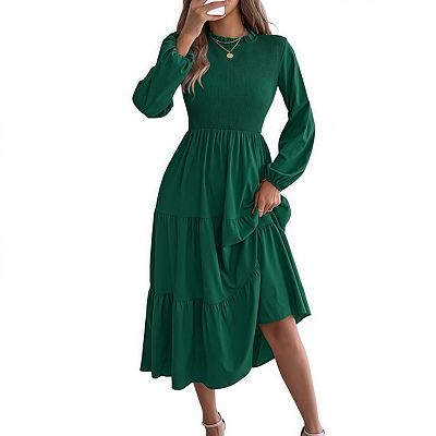 empire waist swing dress Linen Maxi Vintage Dress