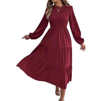 red flowy dress long sleeve Elegant A-line Short Red Long Sleeves Lace Homecoming Dress  COCOSBRIDE