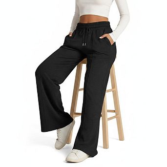Women's Wide Leg Sweatpants Causal High Waisted Drawstring Loose Yoga Pants with Pockets