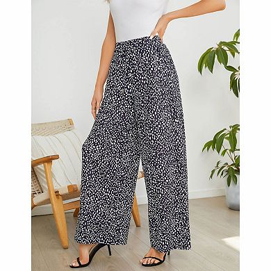 Women's Printed Drawstring Wide Leg Lounge Pants
