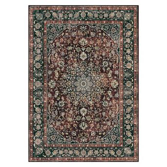 Washable Area Rug Design Non-Shedding Easy Care Ideal for High Traffic Areas in Living Room Bedroom