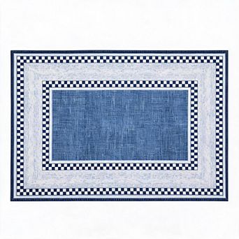 Soft Modern Checkered Area Rug Low-Pile, Non-Slip, Washable Carpet for Living Room