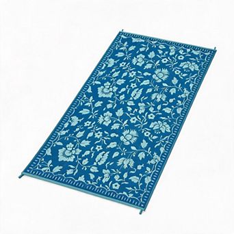 Floral Outdoor Rug, Waterproof Rug, Reversible Plastic Straw Rugs, Foldable Lightweight UV Carpet