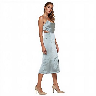 Sleeveless Satin Midi Dress