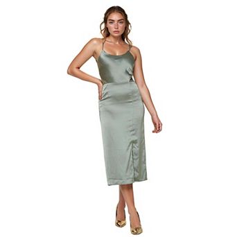 Sleeveless Satin Midi Dress