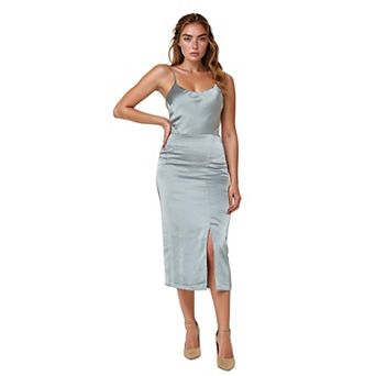 Sleeveless Satin Midi Dress