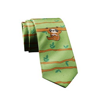 Hanging Sloth Necktie Funny Nerdy Animal Novelty Tie for Men