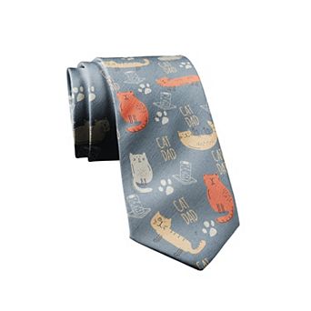 Cat Dad Necktie Funny Nerdy Cat Novelty Tie for Men Guys