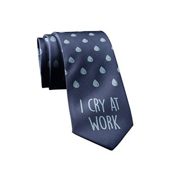 I Cry At Work Necktie Funny Employee Novelty Tie for Men