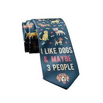 I Like Dogs and Maybe 3 People Funny Dog Novelty Tie for Men