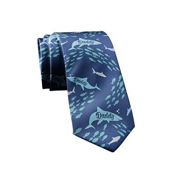 Daddy Shark Necktie Funny Shark Dad Novelty Tie for Men