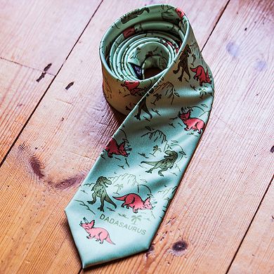Dadasaurus Necktie Funny Dinosaur Dad Novelty Tie for Men