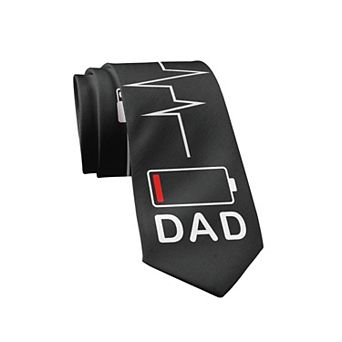 Dad Battery Low Necktie Funny Dad Novelty Neck Tie for Men