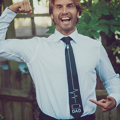 Dad Battery Low Necktie Funny Dad Novelty Neck Tie for Men