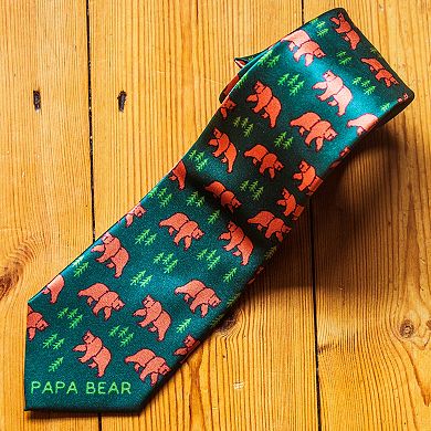 Papa Bear Necktie Funny Camping Bear Tie Funny Gift for Men