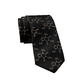 Caffeine Molecules Necktie Funny Coffee Novelty Tie for Men