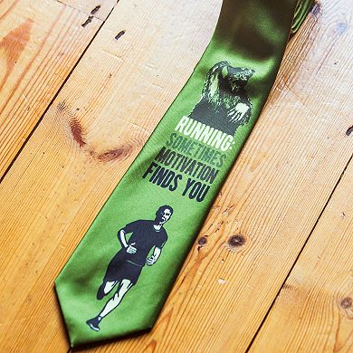 Running Sometimes Motivation Finds You Funny Bear Tie for Men