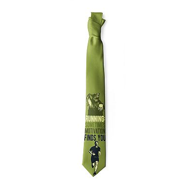 Running Sometimes Motivation Finds You Funny Bear Tie for Men
